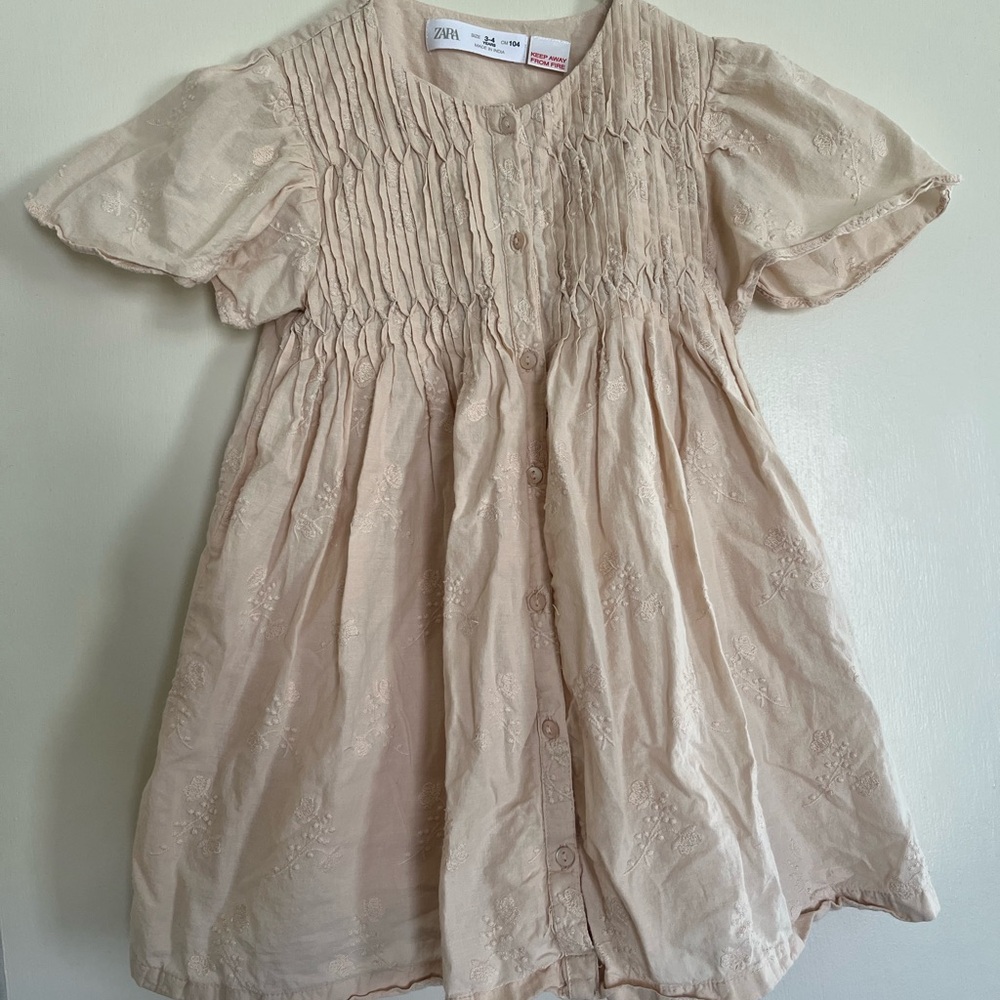 Zara Kids Beige Button-Up Dress